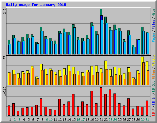 Daily usage for January 2016