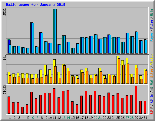 Daily usage for January 2018