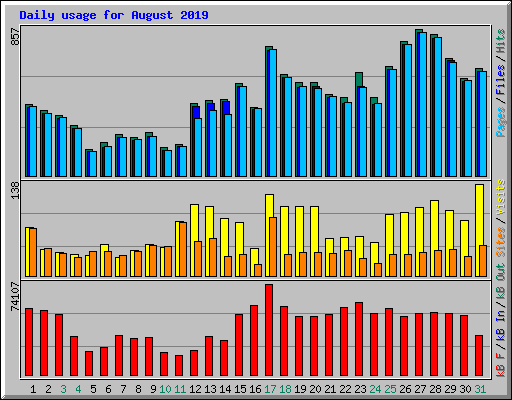 Daily usage for August 2019