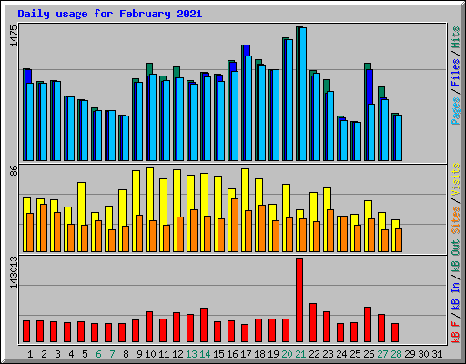 Daily usage for February 2021