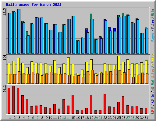 Daily usage for March 2021