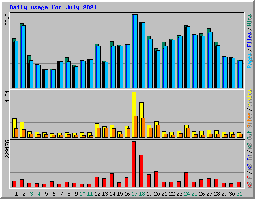 Daily usage for July 2021