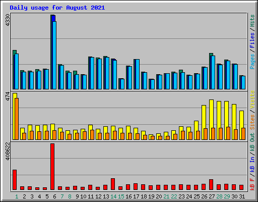 Daily usage for August 2021